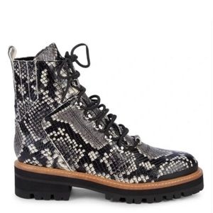 Marc Fisher Izzie 2 Embossed Snakeskin Combat Boots. Size 7